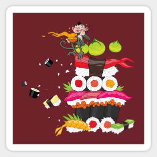 monkey eating shushi Sticker